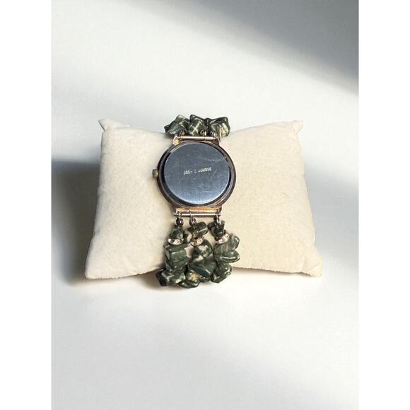 Rare Erica Courtney Women’s Watch – 1990s Quartz w/ Green Jasper Stone Bracelet